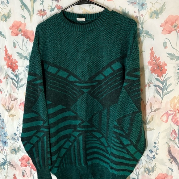 Vintage Mäser  Green Crewneck Geometric Sweater - Picture 2 of 10